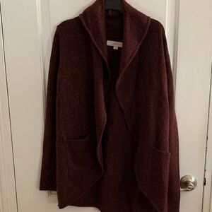 LOFT Deep Burgundy Open Cardigan